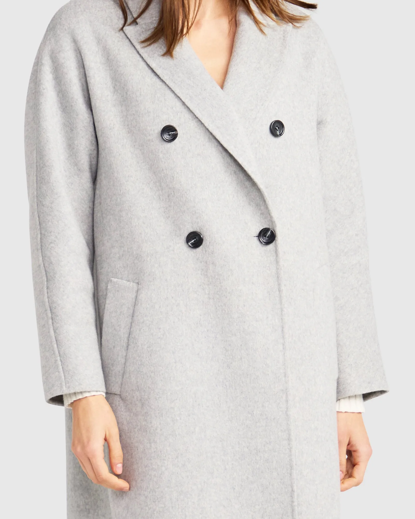 Guestlist Oversized Double Breasted Coat - Grey Marle