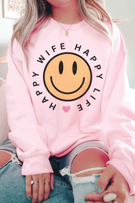 HAPPY WIFE HAPPY LIFE Graphic Sweatshirt