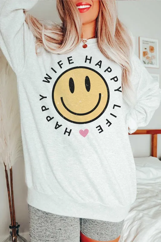 HAPPY WIFE HAPPY LIFE Graphic Sweatshirt