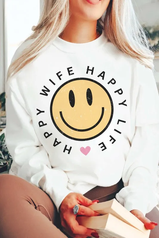 HAPPY WIFE HAPPY LIFE Graphic Sweatshirt