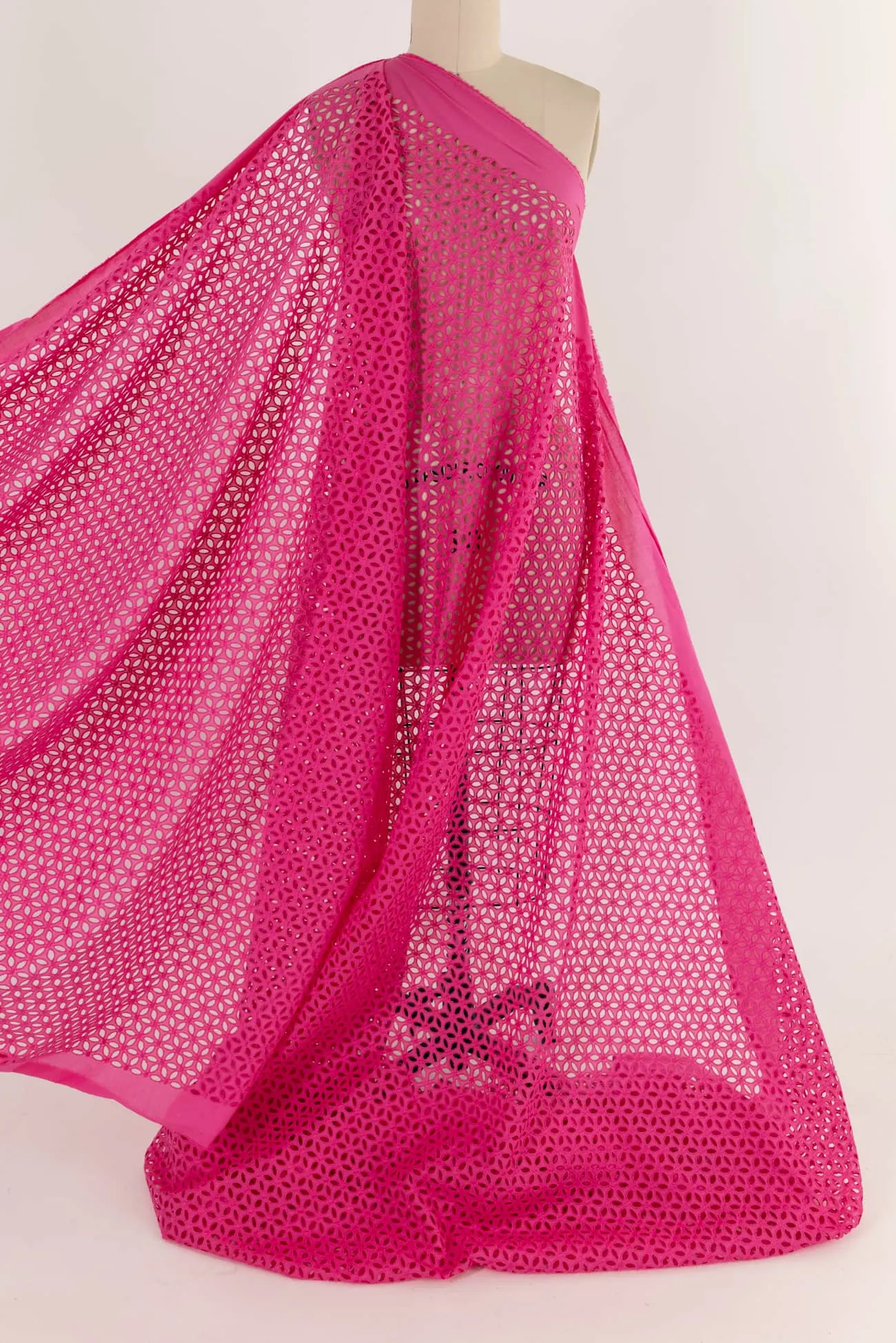 Hot Pink Cotton Eyelet Woven