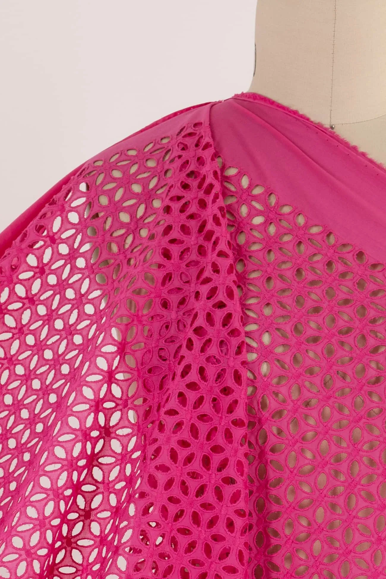 Hot Pink Cotton Eyelet Woven