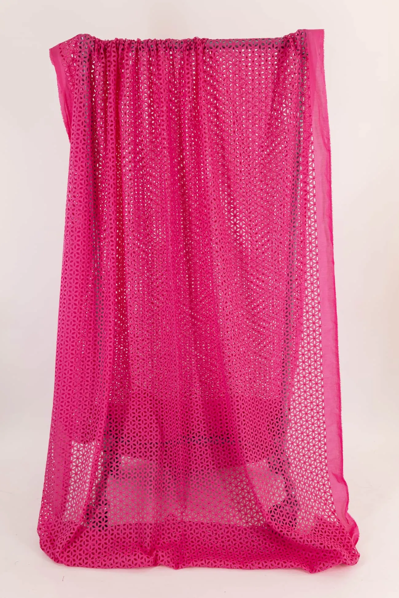 Hot Pink Cotton Eyelet Woven