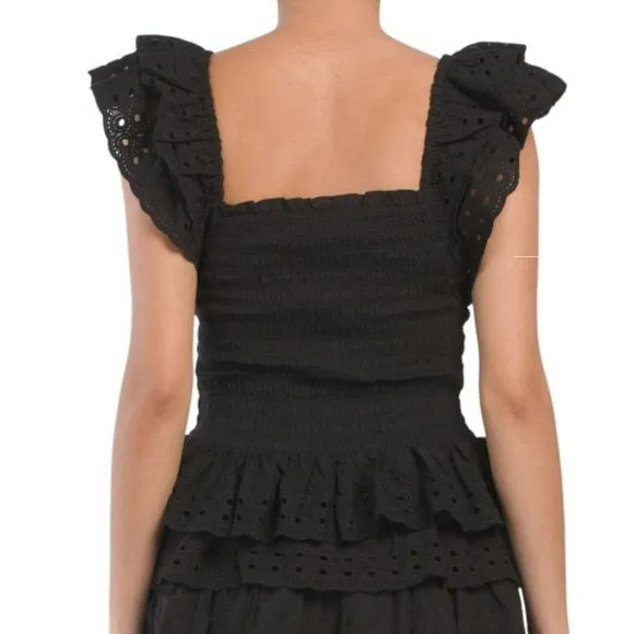 House Of Harlow Smocked Flutter Sleeve Top and Ruffle Mini Skirt Collection