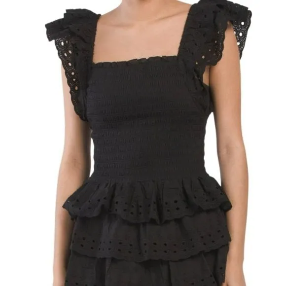 House Of Harlow Smocked Flutter Sleeve Top and Ruffle Mini Skirt Collection