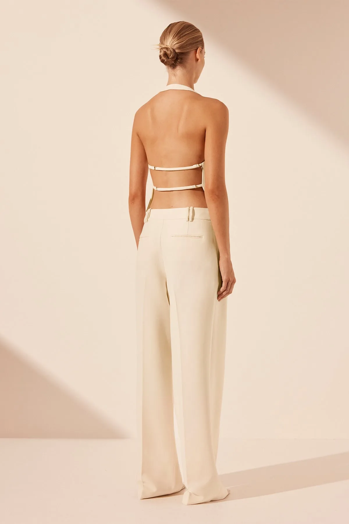 IRENA TAILORED OPEN BACK VEST - RICE