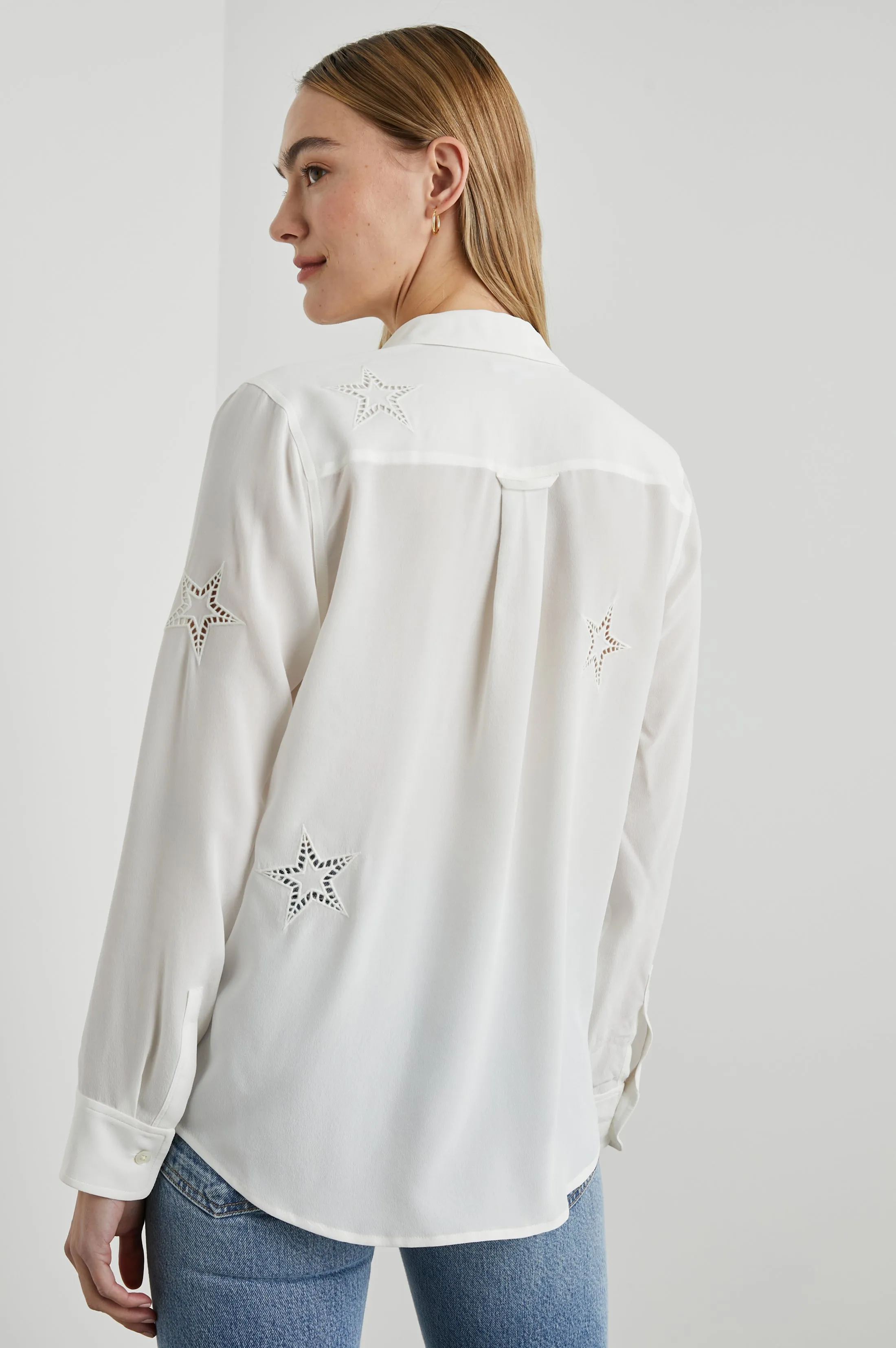 KATE SHIRT - IVORY EYELET STARS