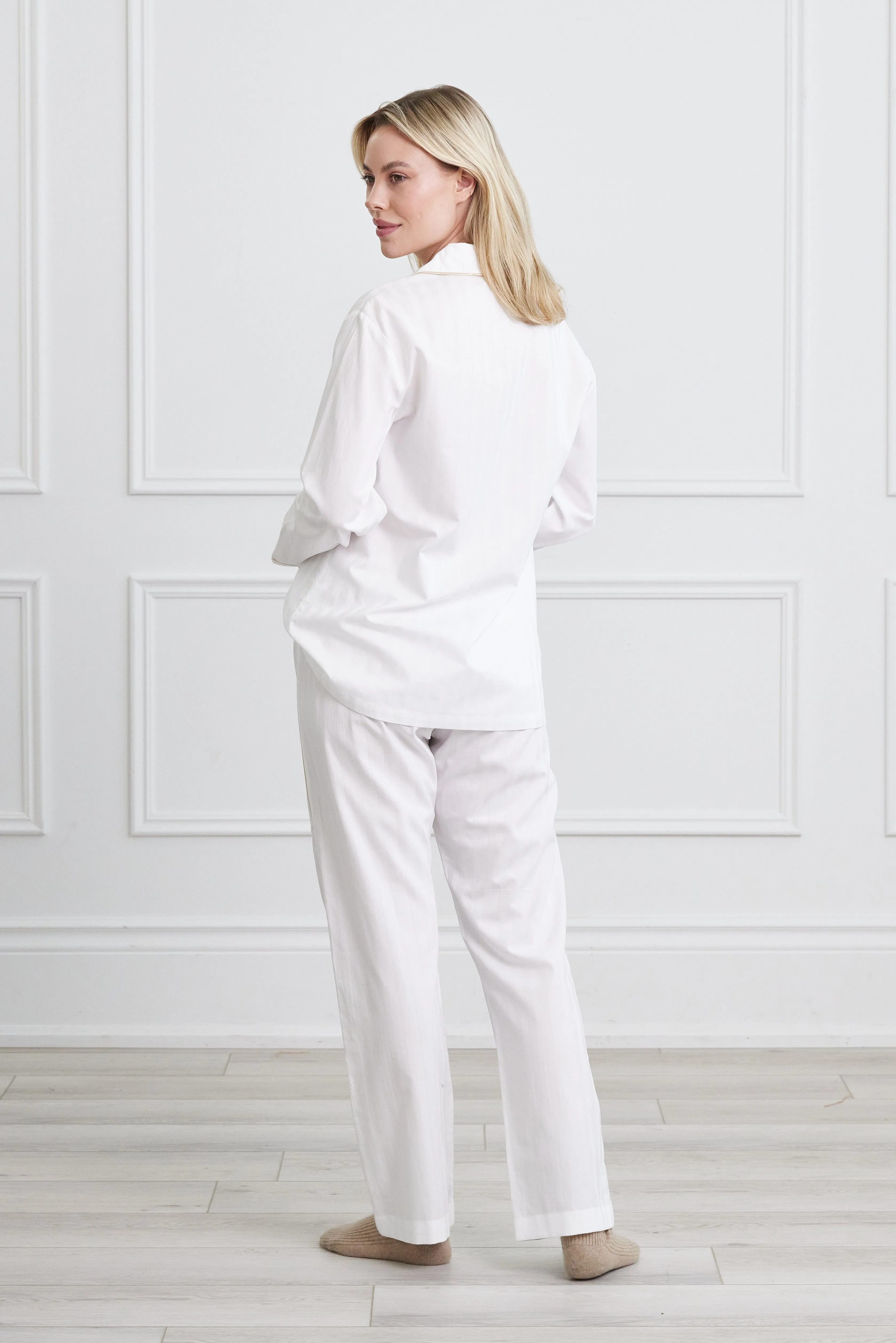 KIP Premium Cotton Pajama Set in Lily White