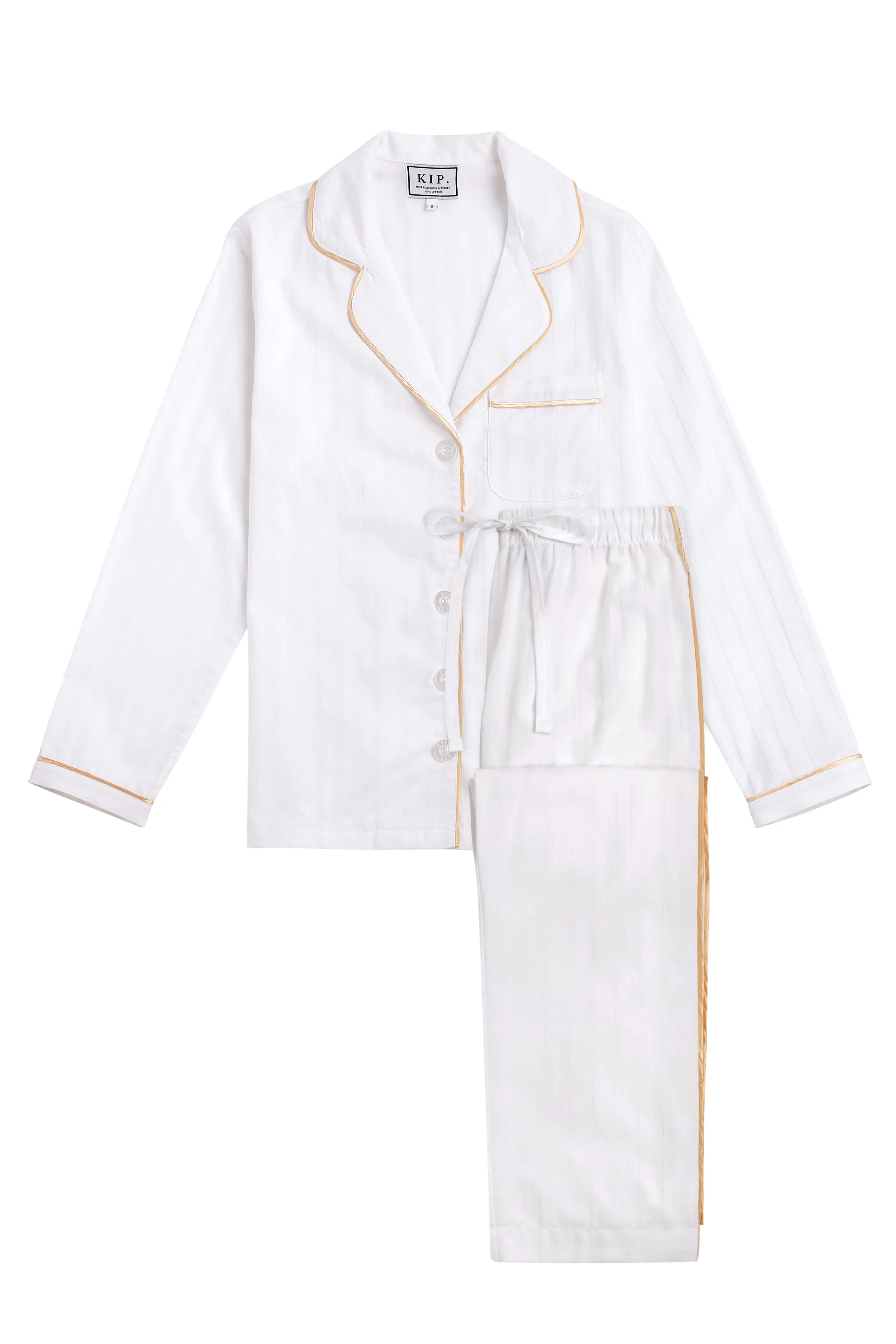 KIP Premium Cotton Pajama Set in Lily White