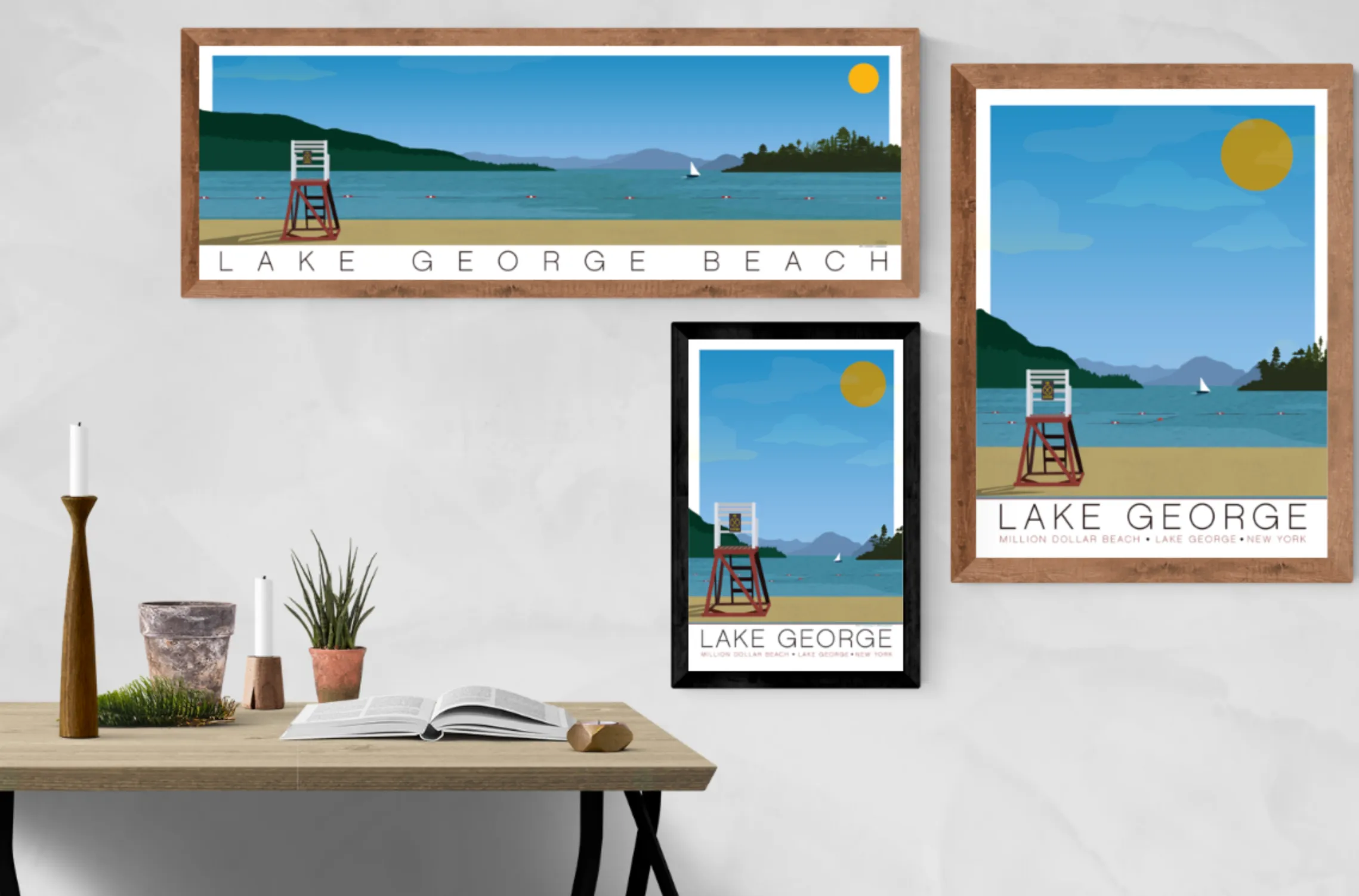 Lake George Beach Illustration