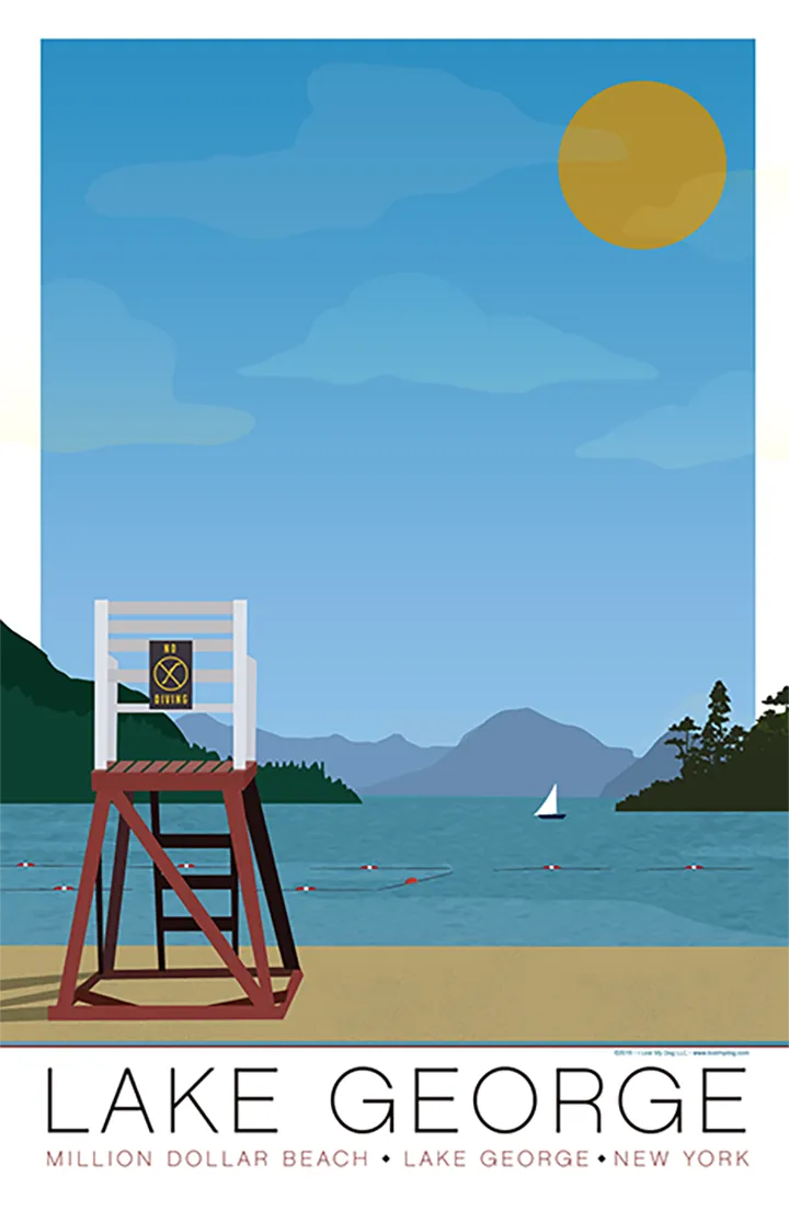 Lake George Beach Illustration