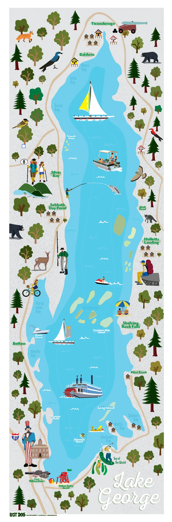 Lake George Map Illustration