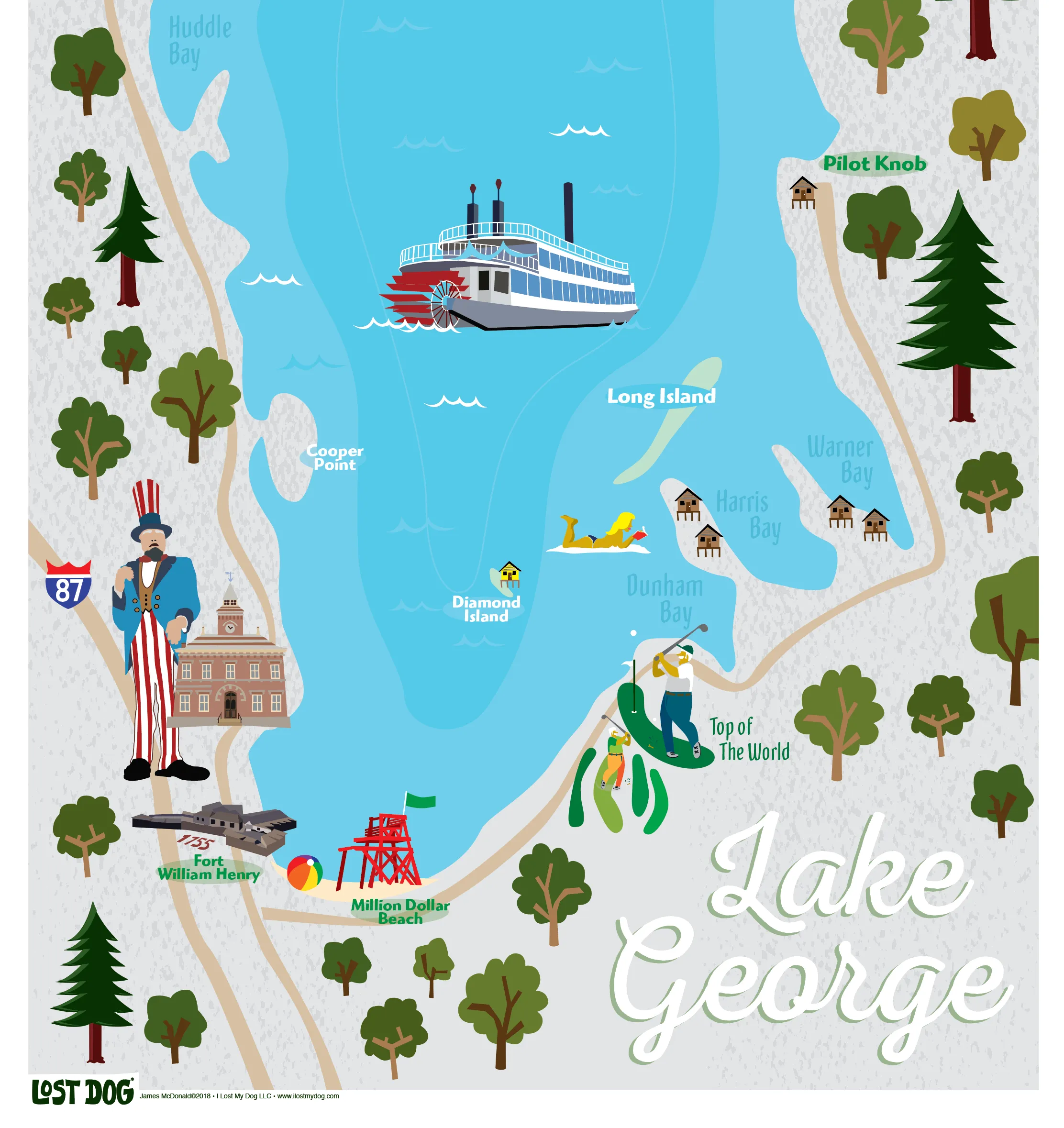 Lake George Map Illustration