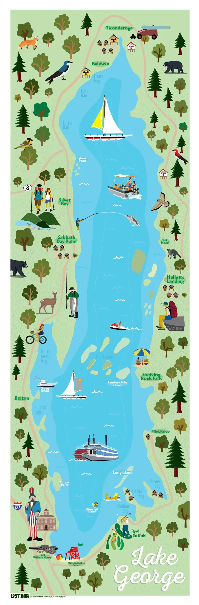 Lake George Map Illustration