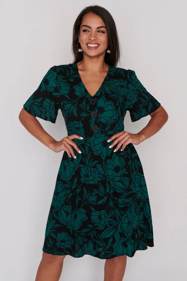 Leesa Midnight Green Dress