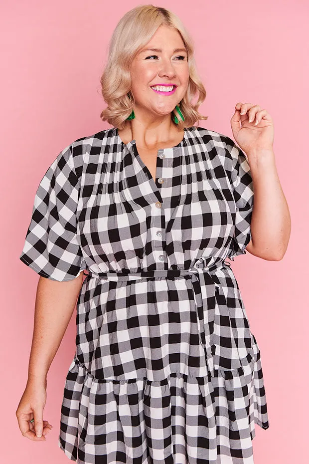 Liam Black Gingham Dress