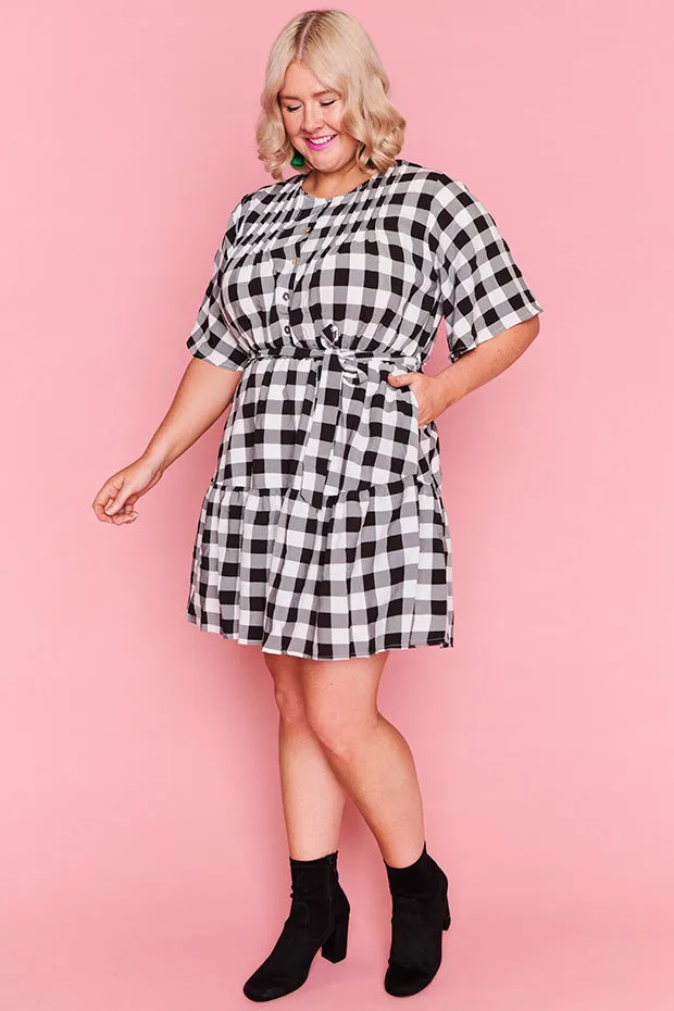 Liam Black Gingham Dress