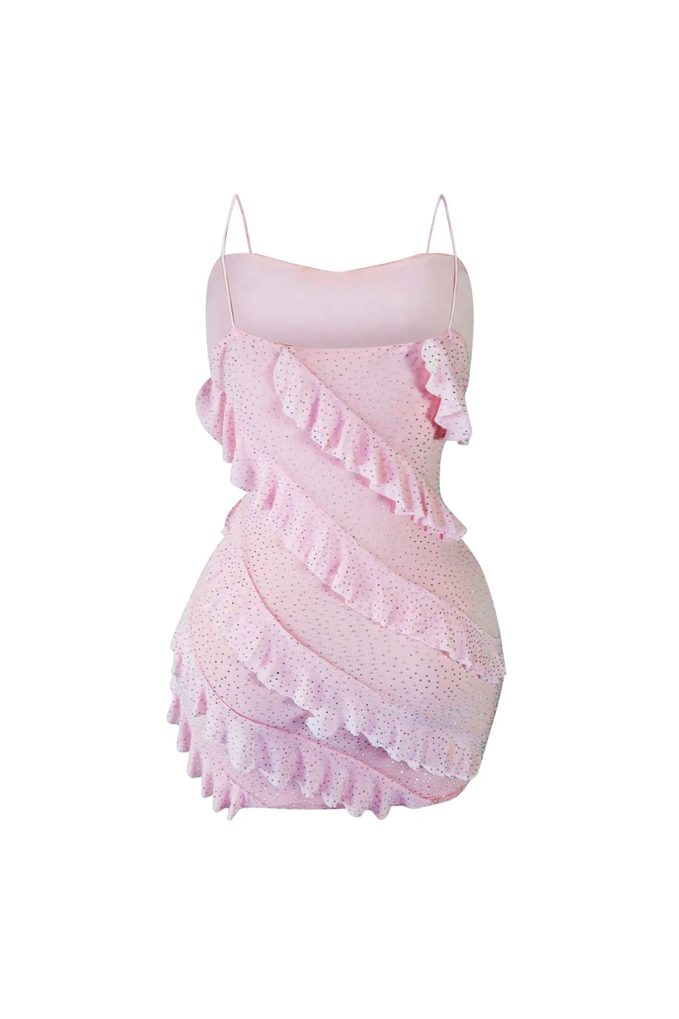 Like Sugar Ruffle Rhinestone Dress