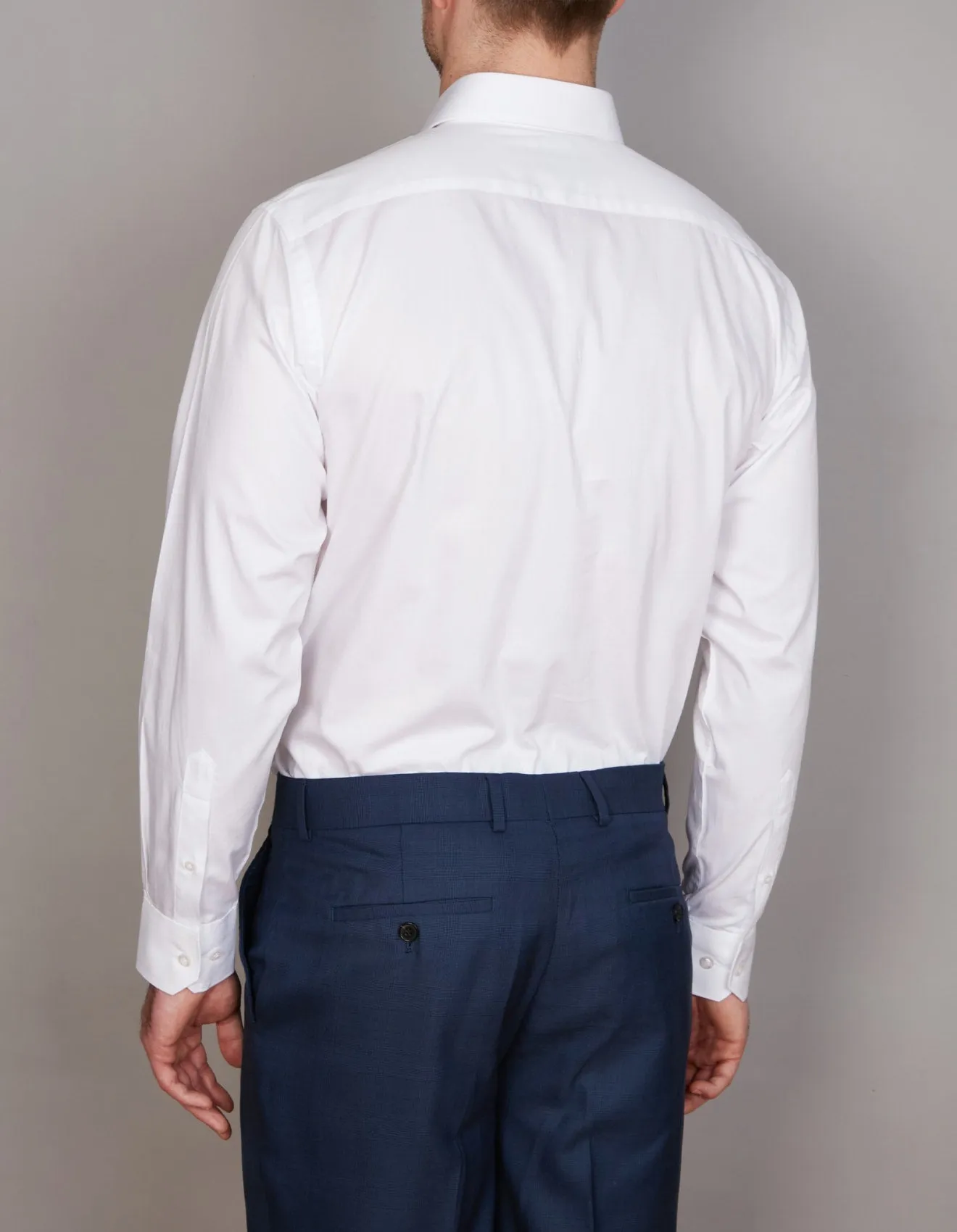 Long Sleeve Business Shirt - Dobby - White