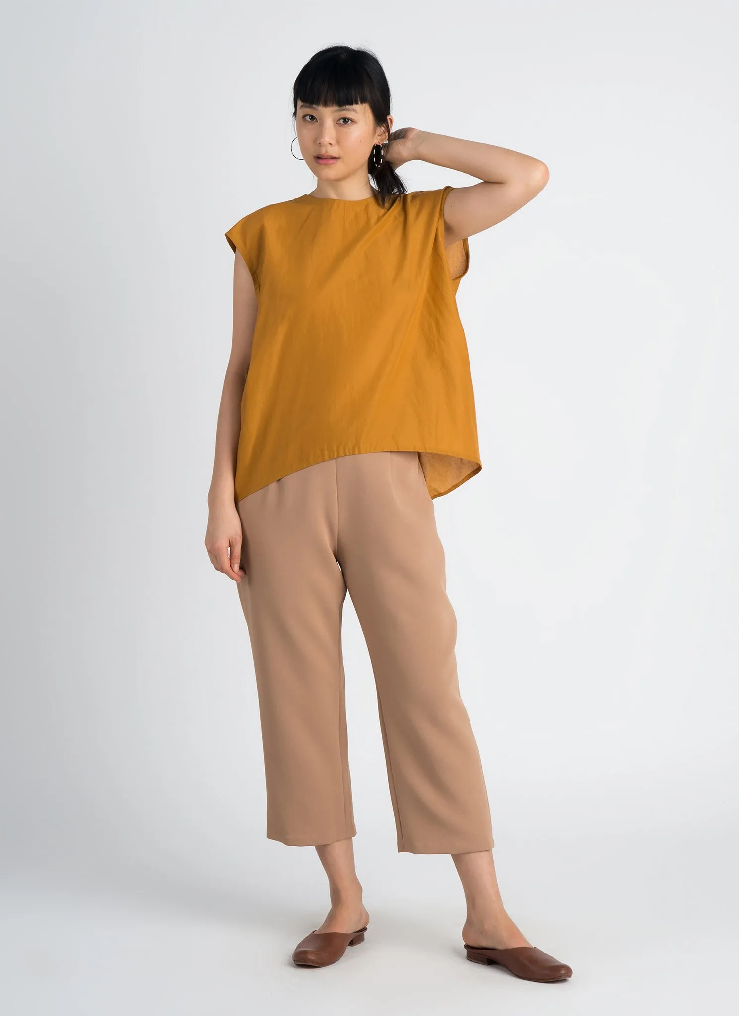 Lotus Layered Folded Back Top - Rust Orange