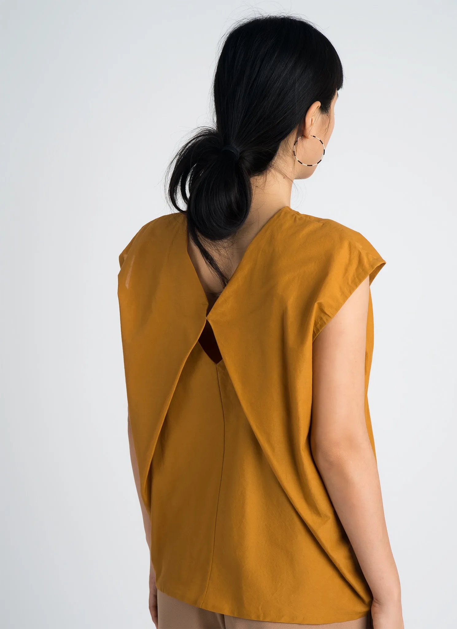 Lotus Layered Folded Back Top - Rust Orange