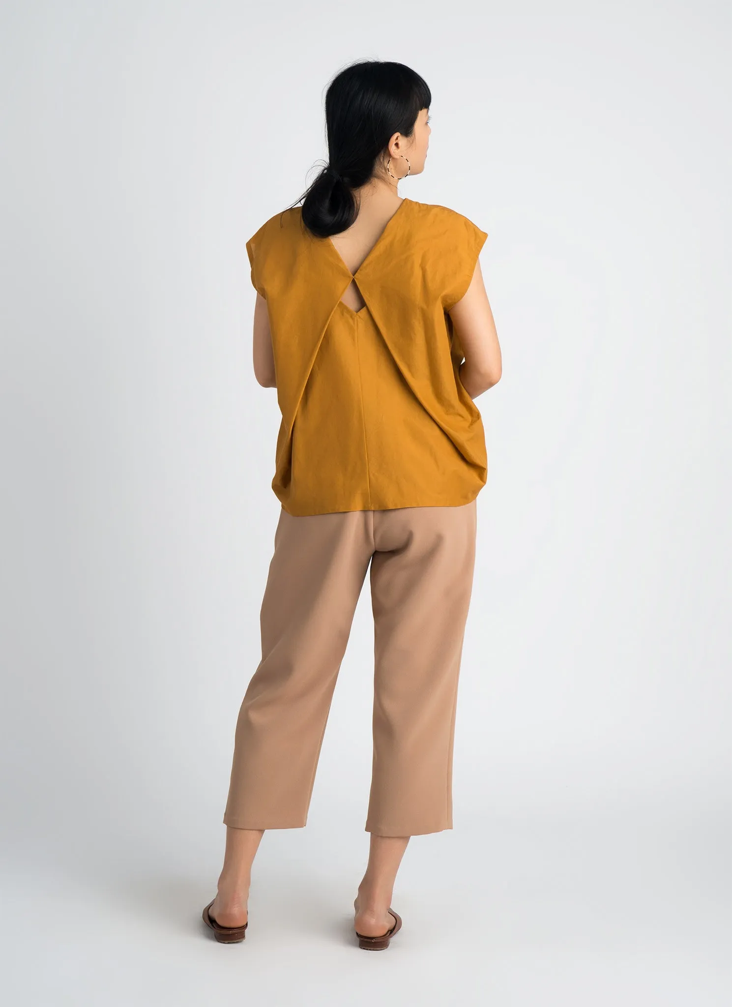 Lotus Layered Folded Back Top - Rust Orange