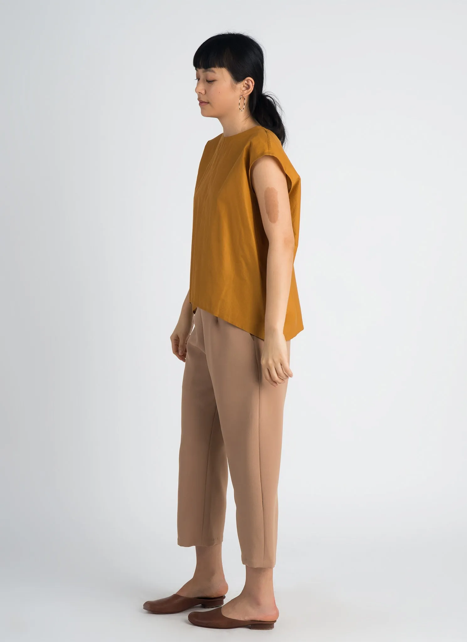 Lotus Layered Folded Back Top - Rust Orange