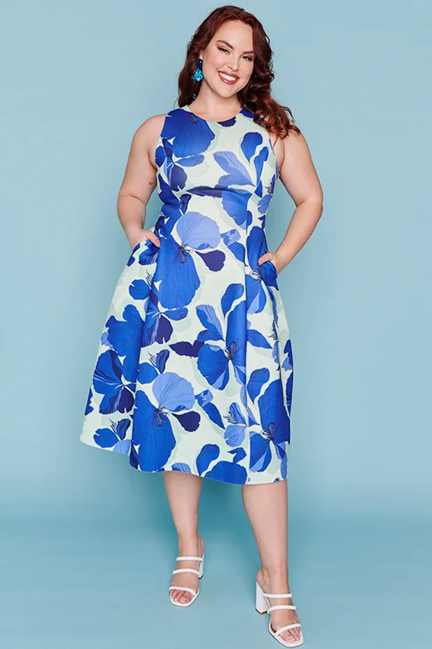 Lucca Blue Hibiscus Party Dress