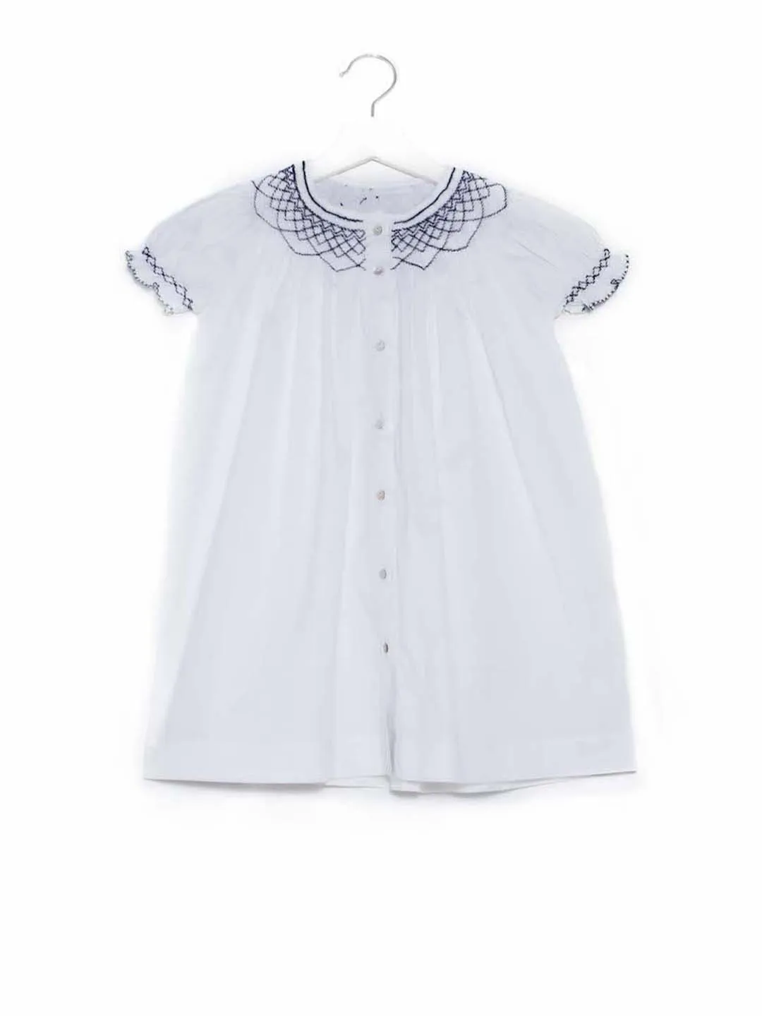 Malagasy smocked kids puff sleeves nightdress