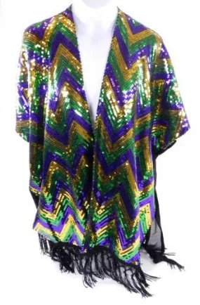 Mardi Gras Sequin Chevron Shimmering Pancho