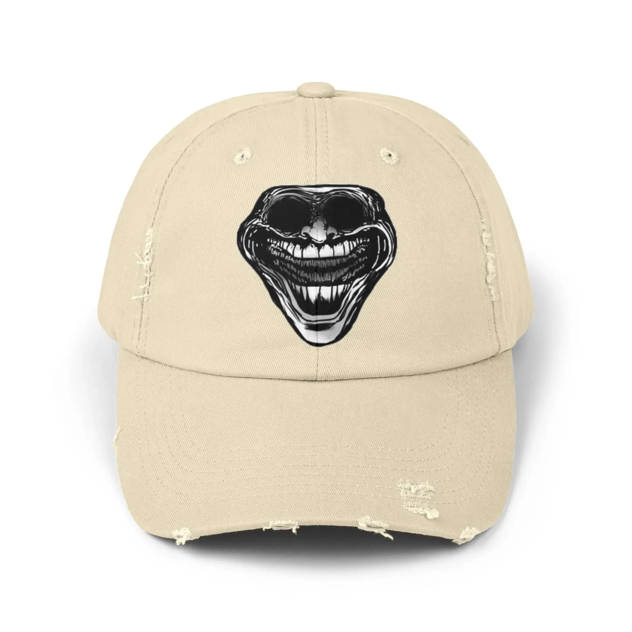 MEN'S AND WOMEN'S Distressed Cap with Grinning Joker Graphic - Perfect for Casual Wear and Halloween