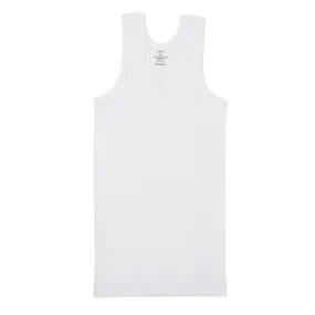 Men's Cotton Ribbed Sleeveless White Vest - Stretch-fit