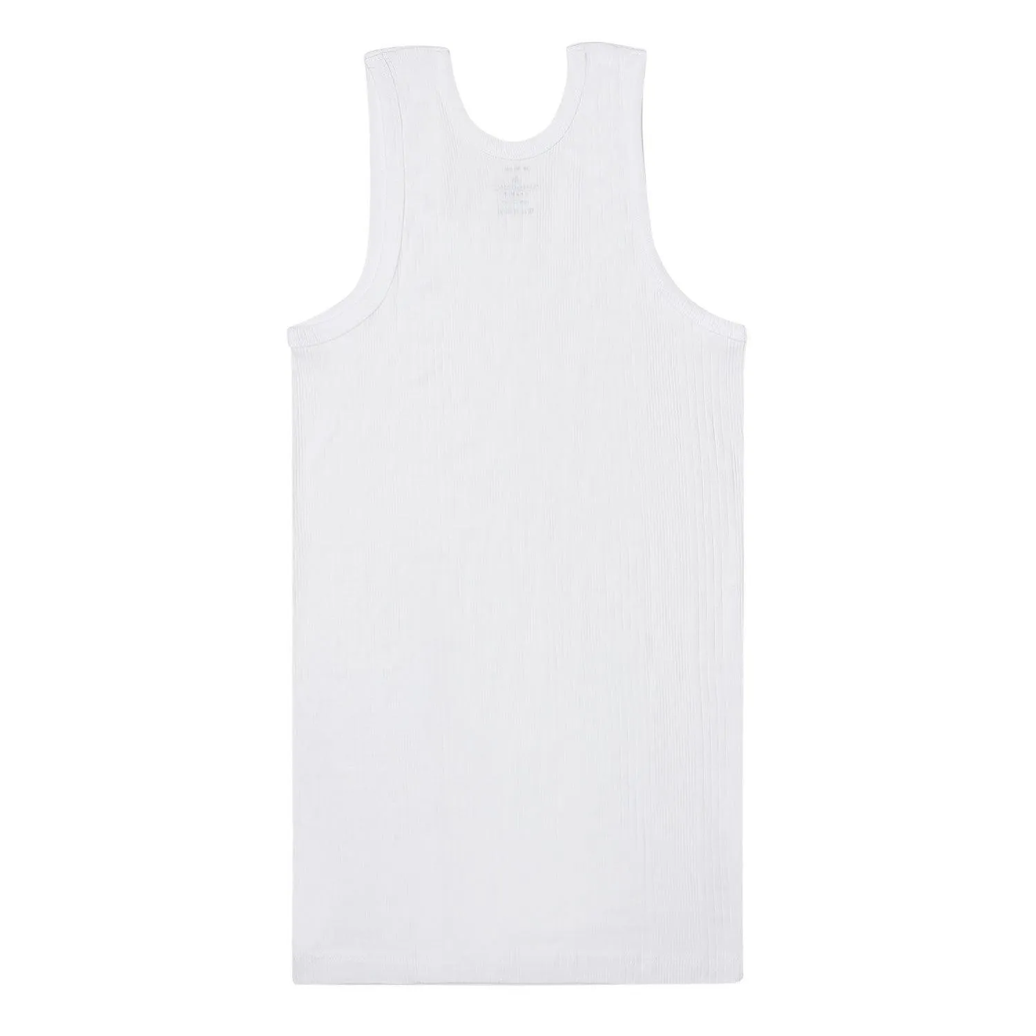 Men's Cotton Ribbed Sleeveless White Vest - Stretch-fit