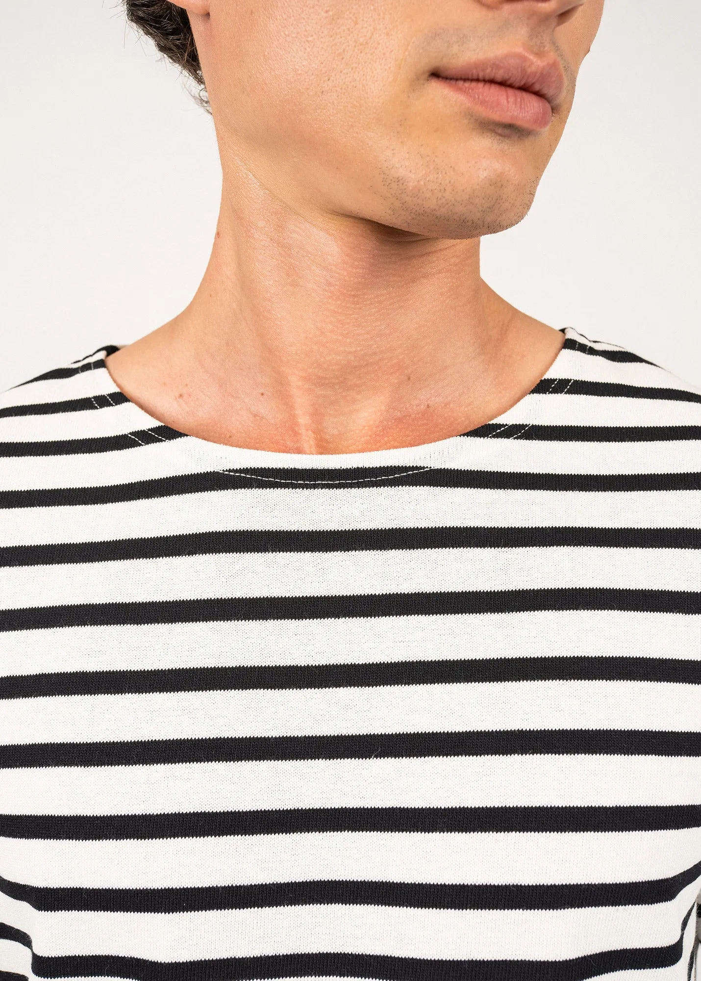 MERIDIEN MODERNE - Original Breton Shirt | Heavyweight Cotton | Unisex Fit (IVORY / BLACK)