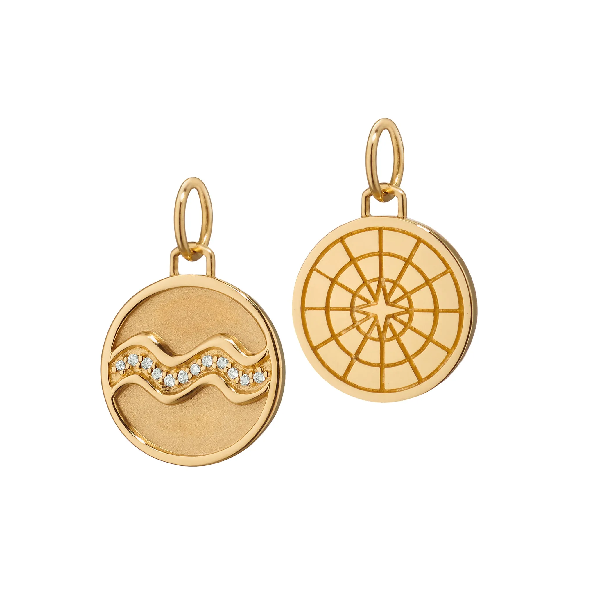 Mini "Aquarius" 18K Gold Charm with Diamonds