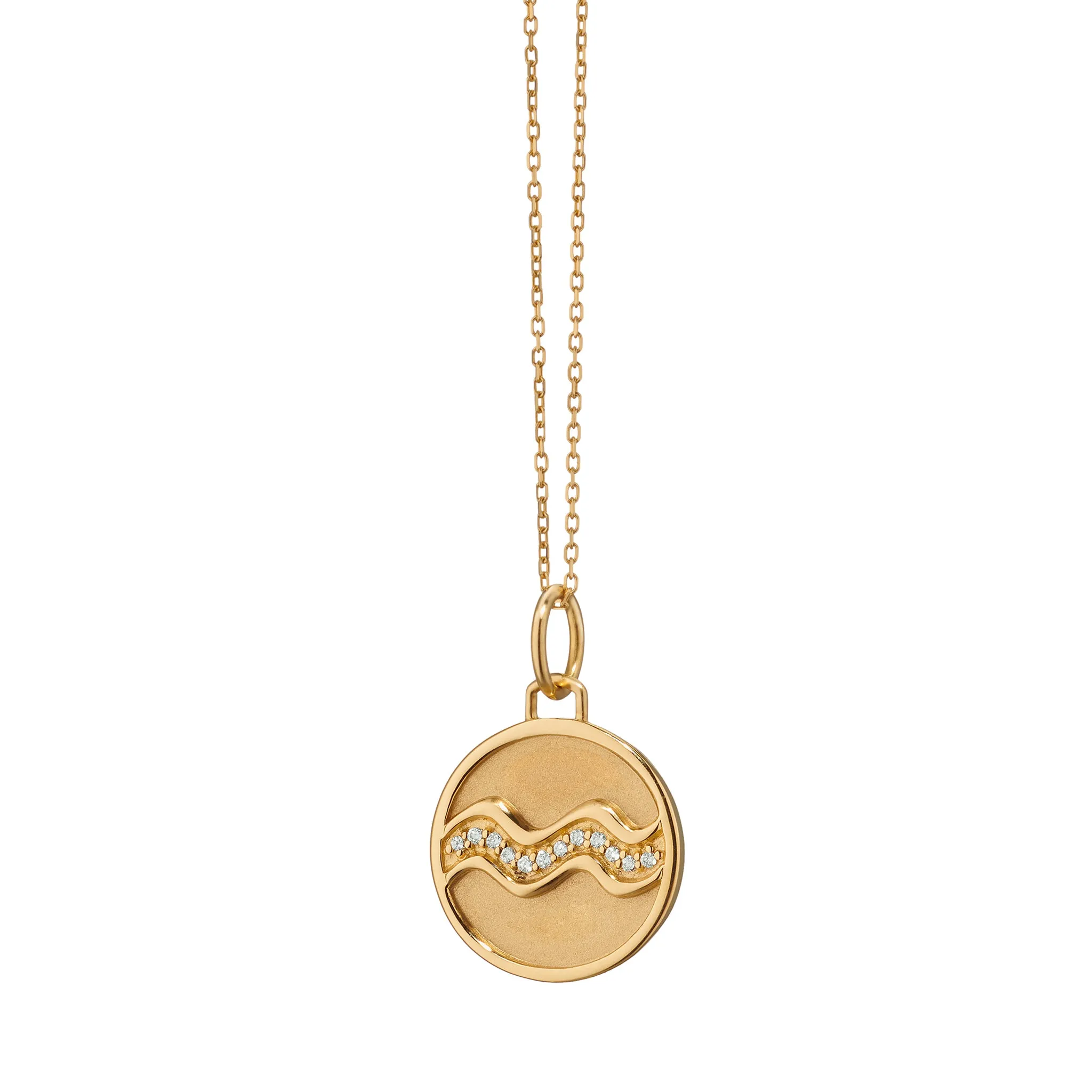 Mini "Aquarius" 18K Gold Charm with Diamonds