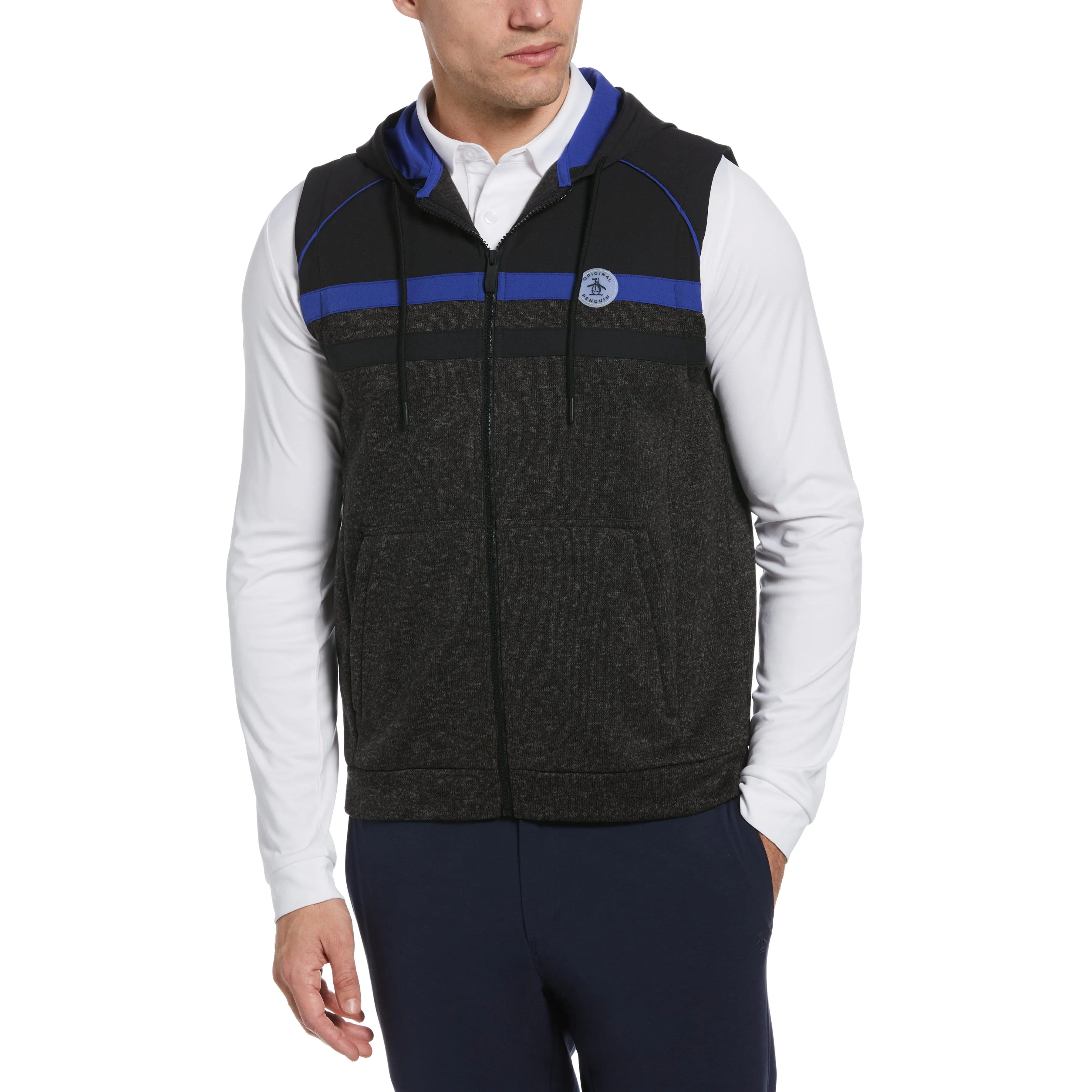 Mixed Media Fleece Golf Hoodie Vest