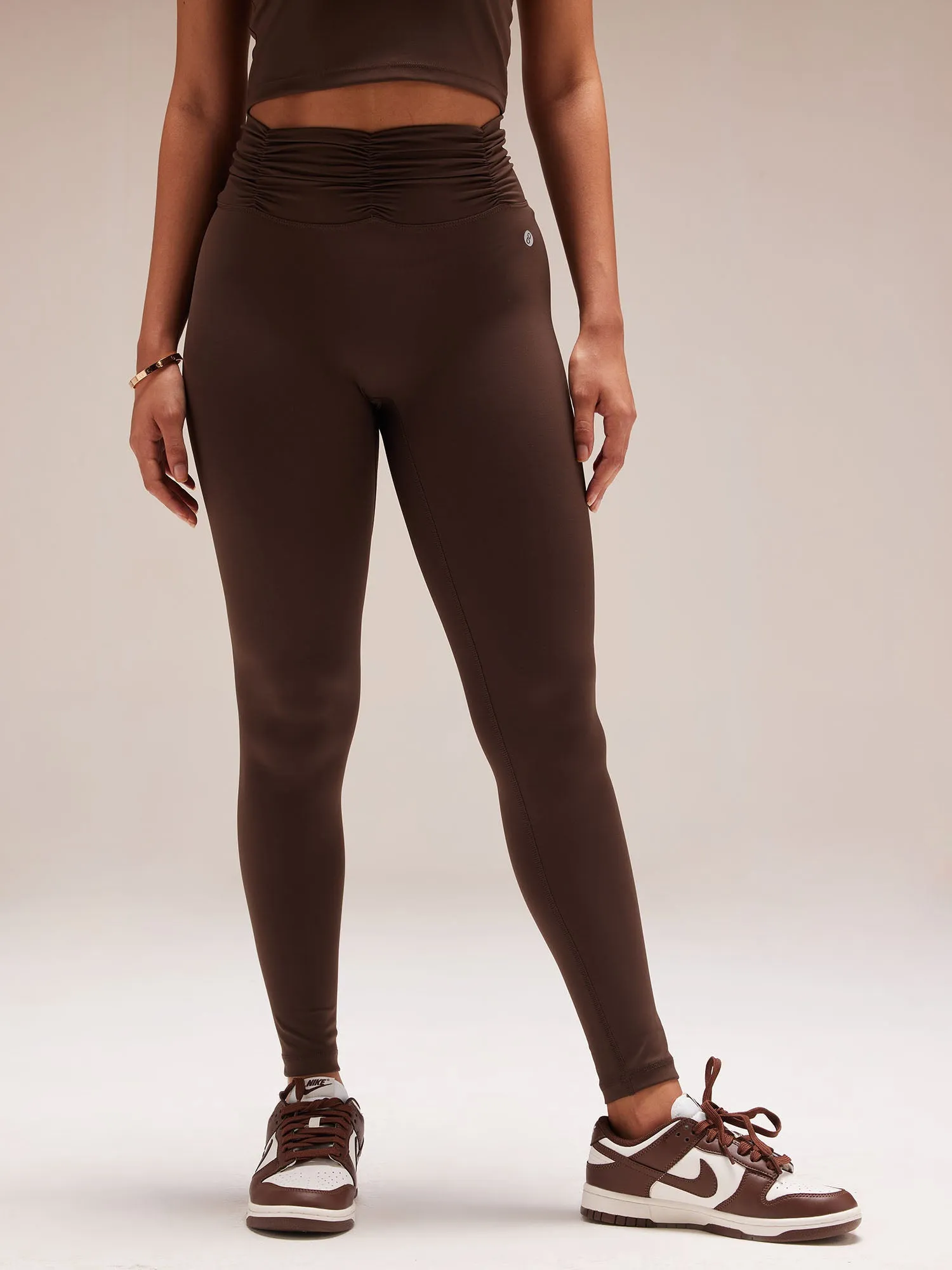 Mocha Ruched Waist Leggings