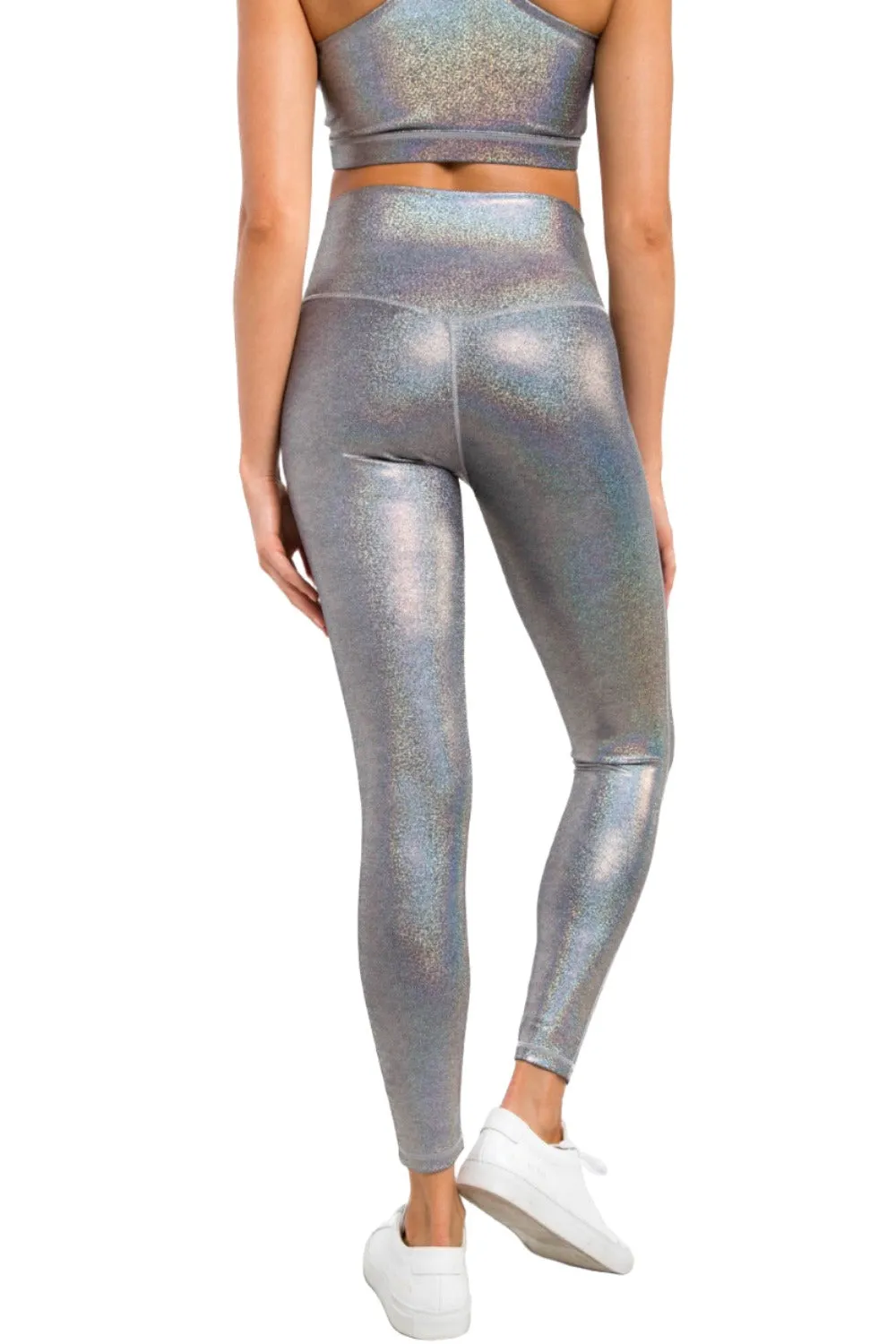 Mono B Holographic Glitter High-Waisted Leggings APH-A0868