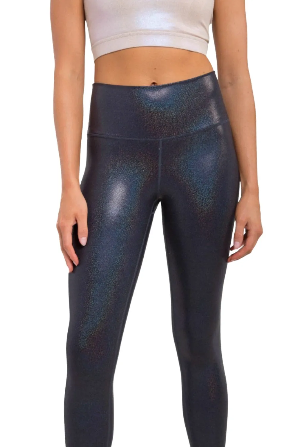 Mono B Holographic Glitter High-Waisted Leggings APH-A0868