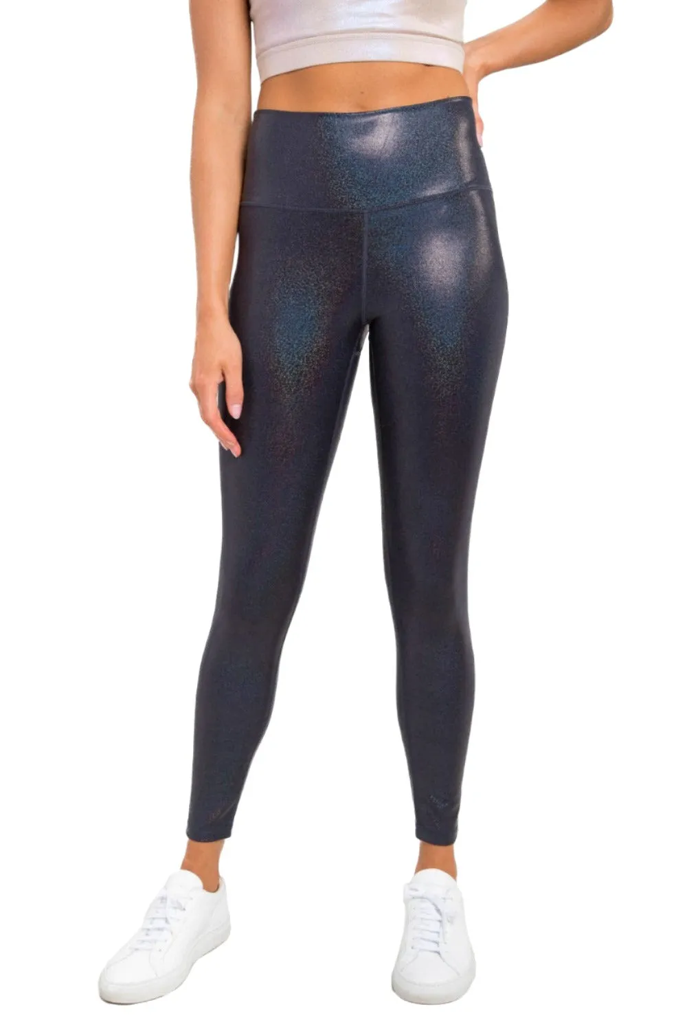 Mono B Holographic Glitter High-Waisted Leggings APH-A0868