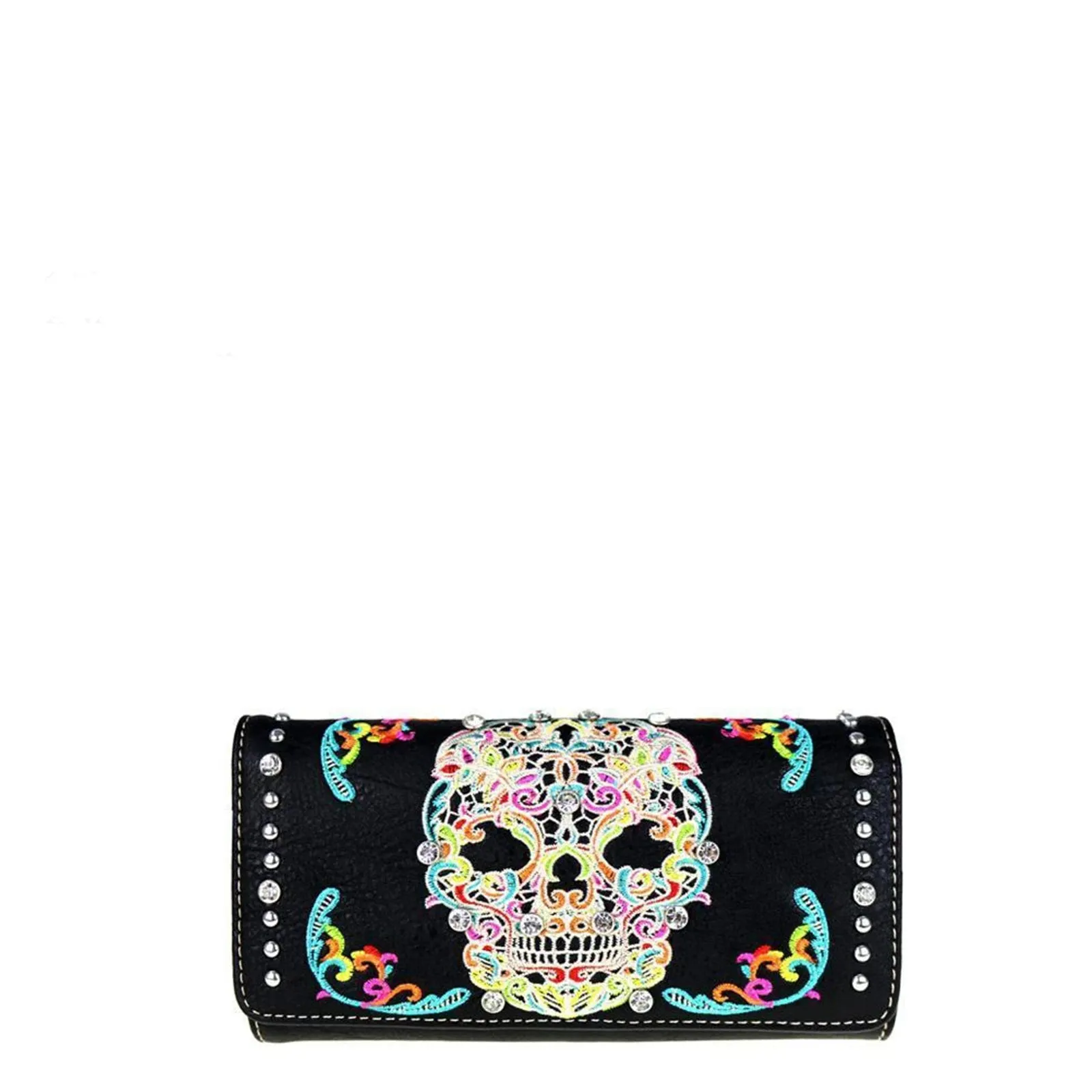 Montana West Embroidered Sugar Skull Wallet