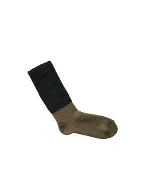 Nishiguchi Kutsushita, Mohair Wool Pile Sock, Charcoal/ Brown, Meat Pie