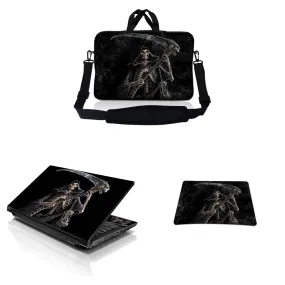 Notebook / Netbook Sleeve Carrying Case w/ Handle & Adjustable Shoulder Strap & Matching Skin & Mouse Pad – Reaper Skull