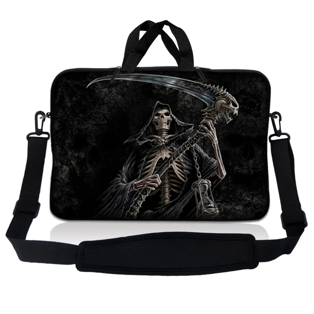 Notebook / Netbook Sleeve Carrying Case w/ Handle & Adjustable Shoulder Strap & Matching Skin & Mouse Pad – Reaper Skull