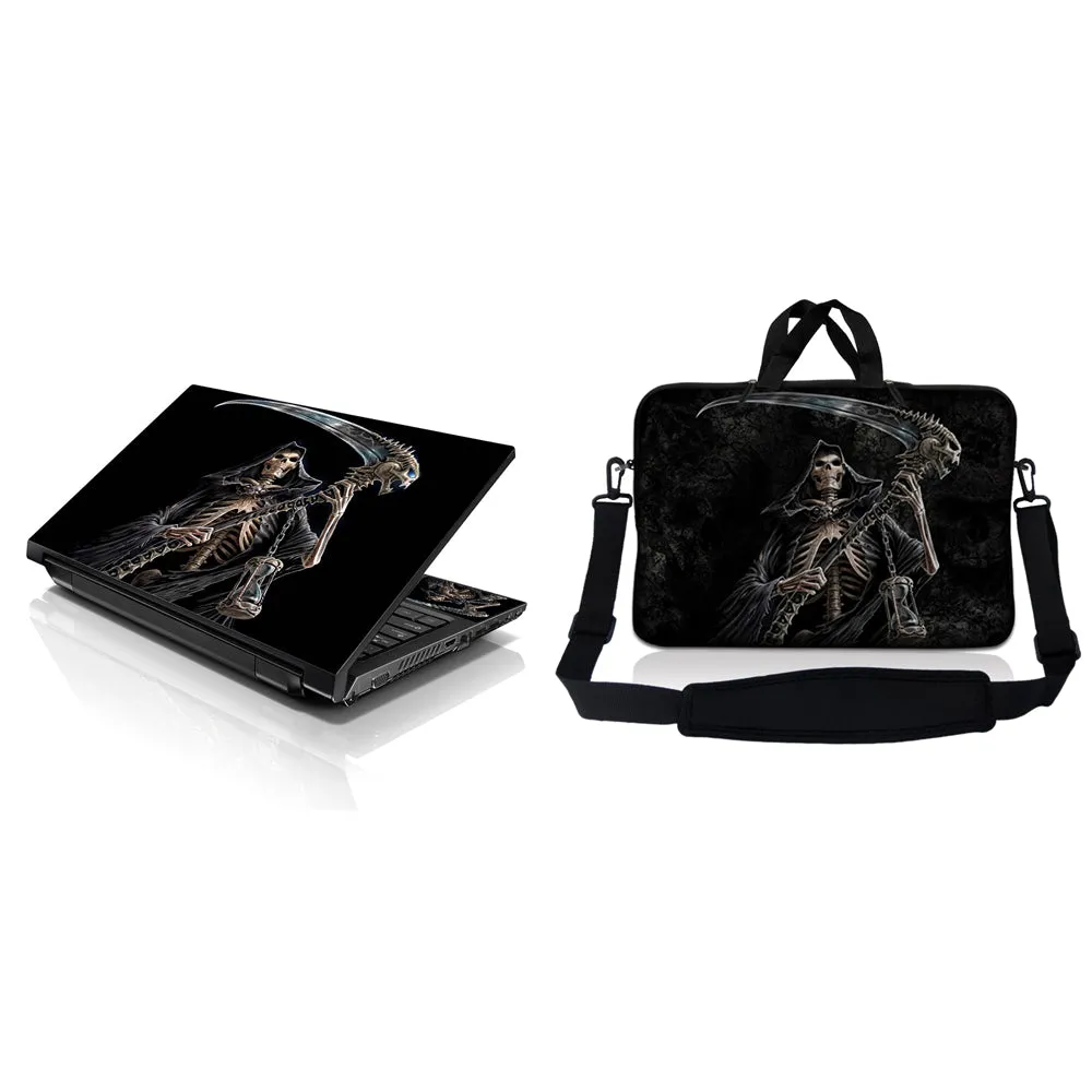 Notebook / Netbook Sleeve Carrying Case w/ Handle & Adjustable Shoulder Strap & Matching Skin – Reaper Skull