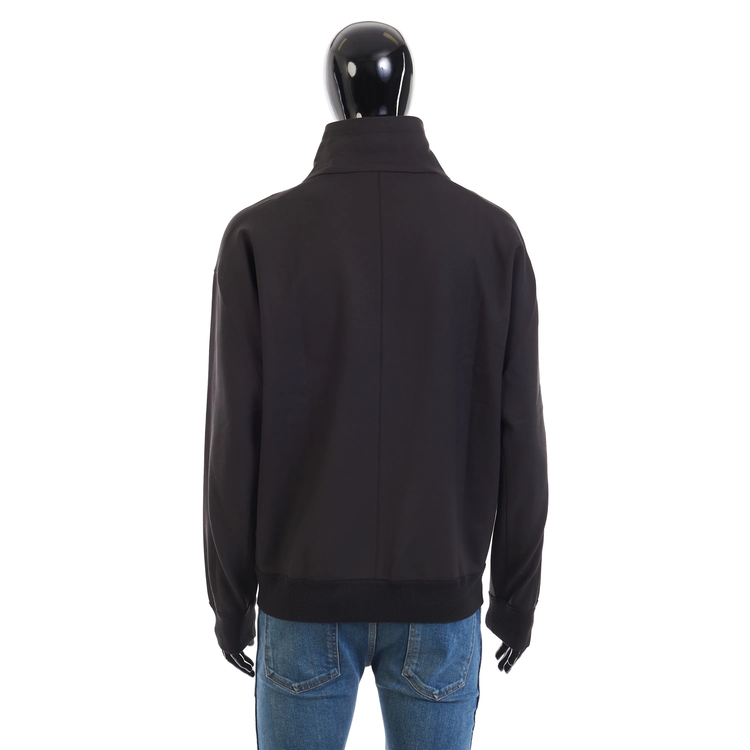 Onyx Black Sweater - Virgin Wool, Hood, 1/4 Zip, Mock Neck Collar