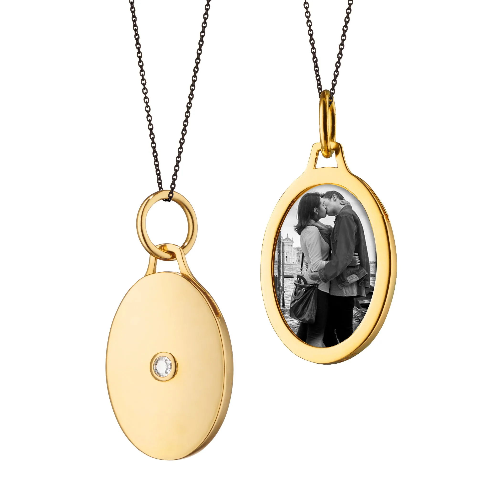 Oval Half Locket with Diamond