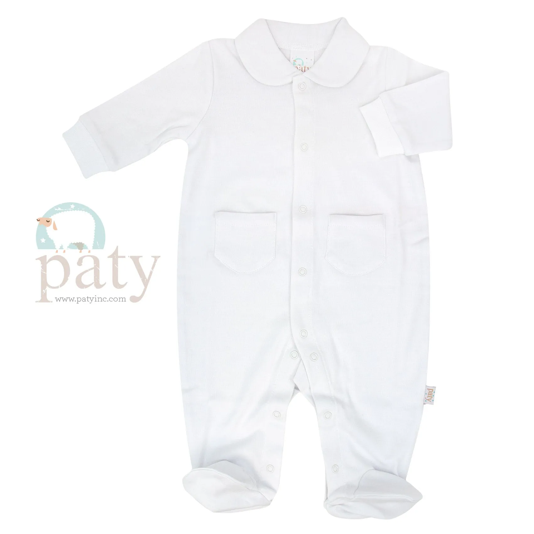 Paty Inc Footie with Pockets, Boy/Girl Options: Pink & White