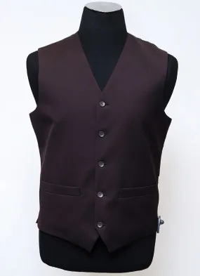 Plain Brown, Wool Rich V Neck Vest